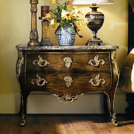 Shaped Nightstand with Marble Top